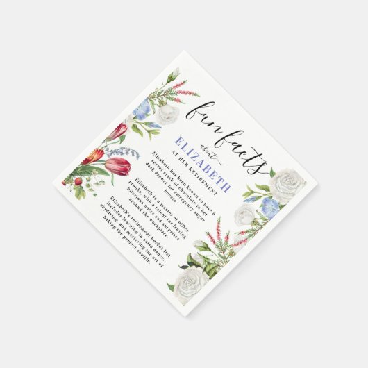 Stilvolle Elegant Fun Fakten Script Pastel Floral Serviette (Ecke)