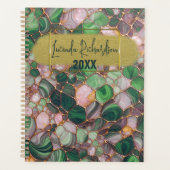 Stilvolle Elegant Gold Emerald Green Mosaik Yearly Planer (Vorderseite)