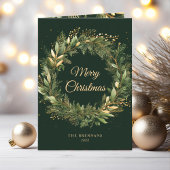 Stilvolle Elegant Green Gold Weihnachtsfeiertag Karte