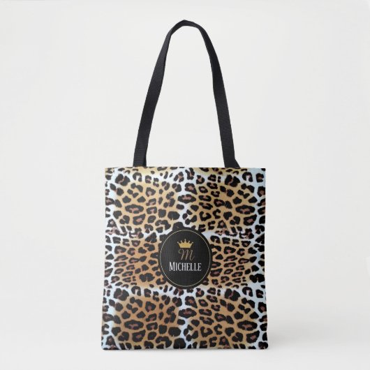 Stilvolle Elegant Leopard Print Crown Personalisie Tasche (Vorderseite)