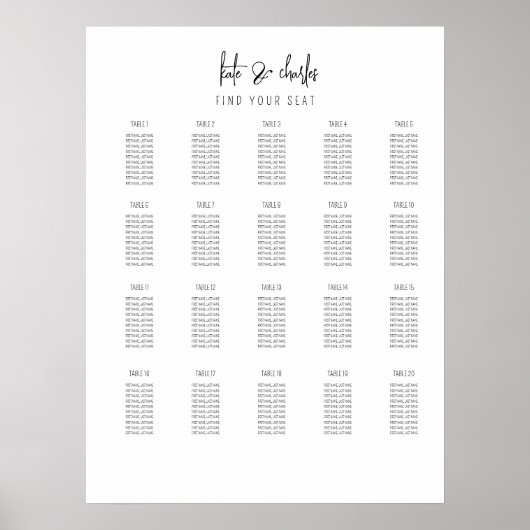 Stilvolle Elegant Moderne Individuelle Name Sitzpl Poster (Vorne)