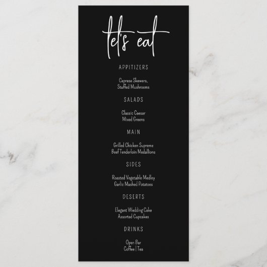 Stilvolle Elegant Modernes Hochzeitmenü für Indivi Menükarte (Vorderseite)