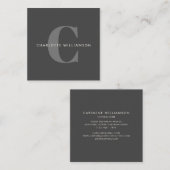 Stilvolle Elegant Monogram Beruflich Black Gray Quadratische Visitenkarte (Vorne/Hinten)
