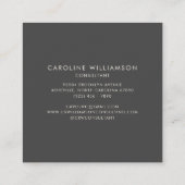 Stilvolle Elegant Monogram Beruflich Black Gray Quadratische Visitenkarte (Rückseite)