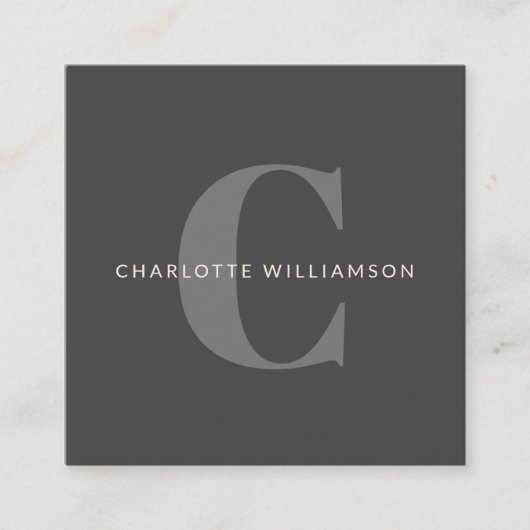 Stilvolle Elegant Monogram Beruflich Black Gray Quadratische Visitenkarte (Vorderseite)