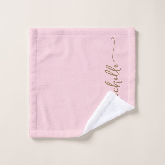 Stilvolle Elegant Monogram Name Script Rosa Rosa Badhandtuch Set (Waschlappen)