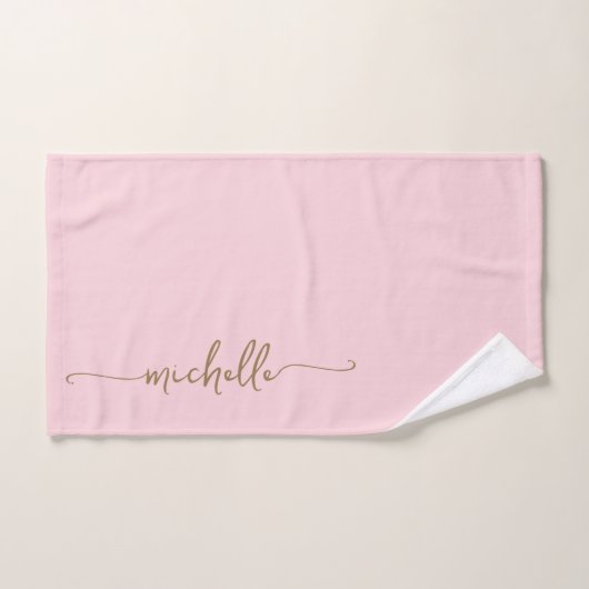 Stilvolle Elegant Monogram Name Script Rosa Rosa Badhandtuch Set (Handtuch)