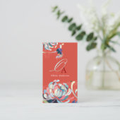 Stilvolle Elegant Monogram Red Visitenkarte (Stehend Vorderseite)