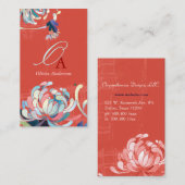 Stilvolle Elegant Monogram Red Visitenkarte (Vorne/Hinten)