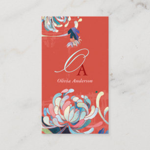 Stilvolle Elegant Monogram Red Visitenkarte