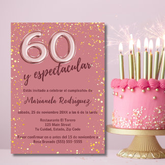 Stilvolle Elegant Rose Gold 60. Geburtstag Spanisc Einladung