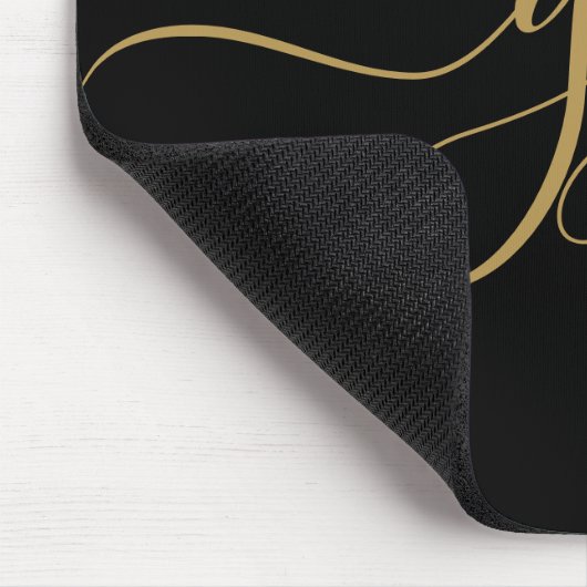 Stilvolle Elegant Script Initial Gold Monogram Mousepad (Ecke)