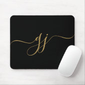 Stilvolle Elegant Script Initial Gold Monogram Mousepad (Mit Mouse)