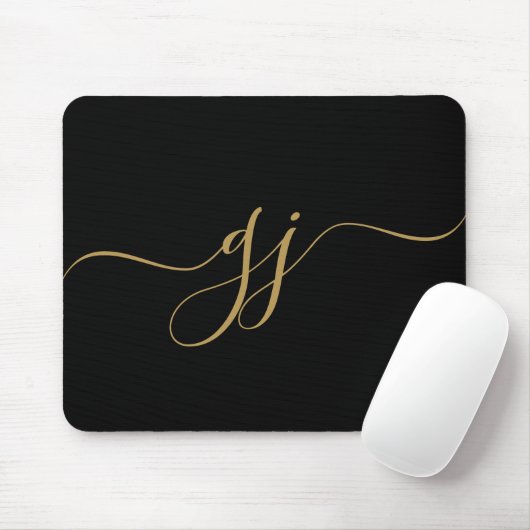 Stilvolle Elegant Script Initial Gold Monogram Mousepad (Mit Mouse)