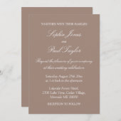 Stilvolle Elegant Taupe Wedding Einladung (Vorne/Hinten)