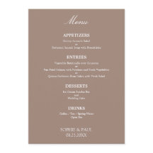 Stilvolle Elegant Taupe Wedding Menü