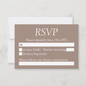 Stilvolle Elegant Taupe Wedding RSVP Card (Vorderseite)