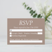 Stilvolle Elegant Taupe Wedding RSVP Card (Stehend Vorderseite)