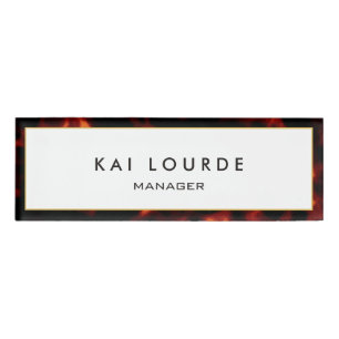 Stilvolle Elegant Tortoiseshell Name-Tag Namenschild
