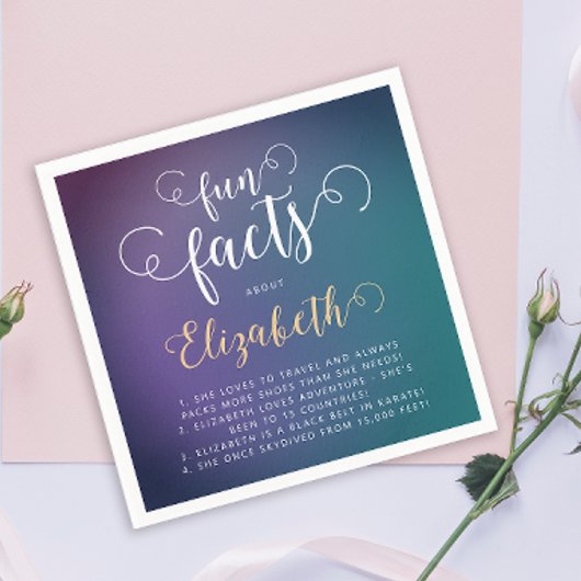 Stilvolle Elegant Türkis Gradient Fun Facts Lady Serviette