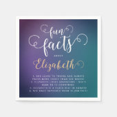 Stilvolle Elegant Türkis Gradient Fun Facts Lady Serviette (Vorderseite)