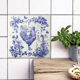 Stilvolle Elegant Vintag Rooster Blaues Blumenmuse Fliese