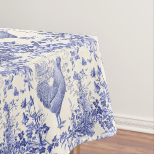 Stilvolle Elegant Vintag Rooster Blaues Blumenmuse Tischdecke