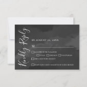 Stilvolle Elegant Watercolor Black Wedding RSVP Ca (Vorderseite)