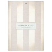 Stilvolle, elegante Beige Linen und Gold gestreift Klemmbrett (Rückseite)