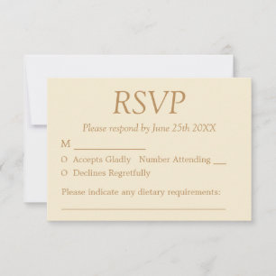 Stilvolle elegante Cream Beige Wedding RSVP Card Karte