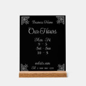 Stilvolle, elegante Geschäftszeiten Acrylschild (Vorderseite)