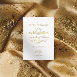 Stilvolle, elegante Golden Frame Ornament Hochzeit Einladung