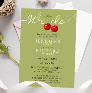 Stilvolle, elegante Hochzeit mit Rotem Kirschen Einladung