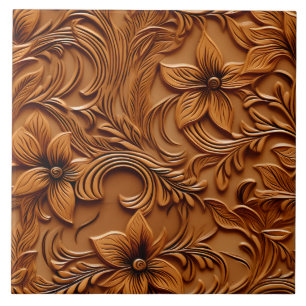 Stilvolle Elegante Imitate mit Leder, Kamelbraun Fliese