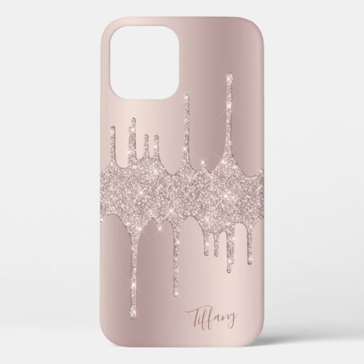 Stilvolle, elegante Kupfergold-Rose-Glitzer-Tropfe Case-Mate iPhone Hülle (Rückseite)
