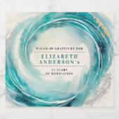 Stilvolle elegante Küste Türkisblau Ozeanwelle Schaumweinetikett (Einzelnes Label)