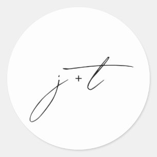 Stilvolle, elegante Mongram Script-Hochzeit Runder Aufkleber