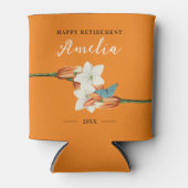 Stilvolle Elegante Orange Retirement Retro Floral Dosenkühler (Vorderseite)