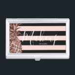 Stilvolle, elegante Rose Gold & Stripe Ananas Visitenkarten Dose<br><div class="desc">Moderne Imitate Rose Gold Ananas und Streifen Design.</div>