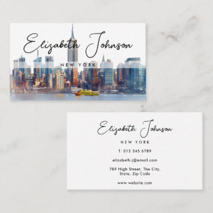Stilvolle elegante Schrift New York Skyline Visitenkarte