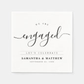 Stilvolle, elegante Script-Engagement-Partei Serviette (Vorderseite)