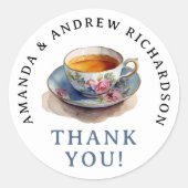 Stilvolle Elegante Tee Party Name Wasserfarben Runder Aufkleber (Vorderseite)