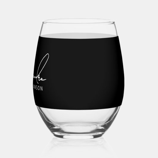 Stilvolle Eleganz, Schwarz-Weiß-Kalligraphie Weinglas Ohne Stiel (Links)
