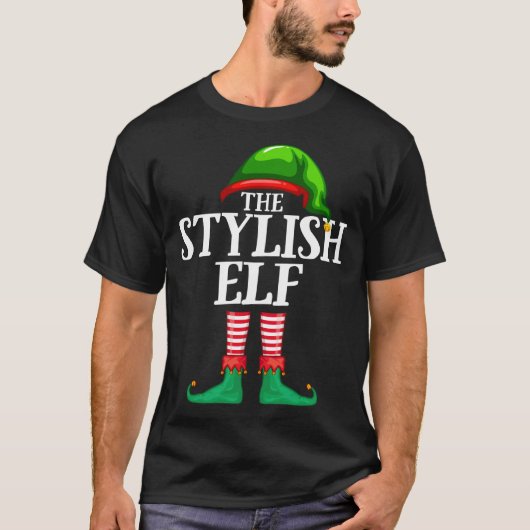 Stilvolle Elf Matching Familienweihnachtsfest Part T-Shirt (Vorderseite)