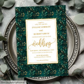 Stilvolle Emerald Gold Eucalyptus Wedding Einladun Einladung