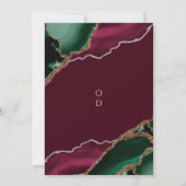 Stilvolle Emerald Green & Burgundy Agate Wedding Einladung (Rückseite)