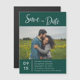 Stilvolle Emerald Green Foto Wedding Save the Date Magneteinladung
