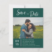 Stilvolle Emerald Green Foto Wedding Save the Date Magneteinladung (Vorderseite)