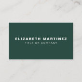 Stilvolle Emerald Green Front and Back Personalisi Visitenkarte (Vorderseite)