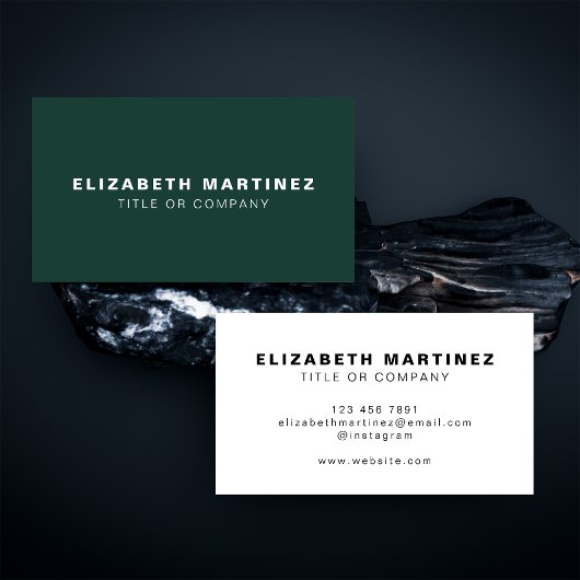 Stilvolle Emerald Green Front and Back Personalisi Visitenkarte